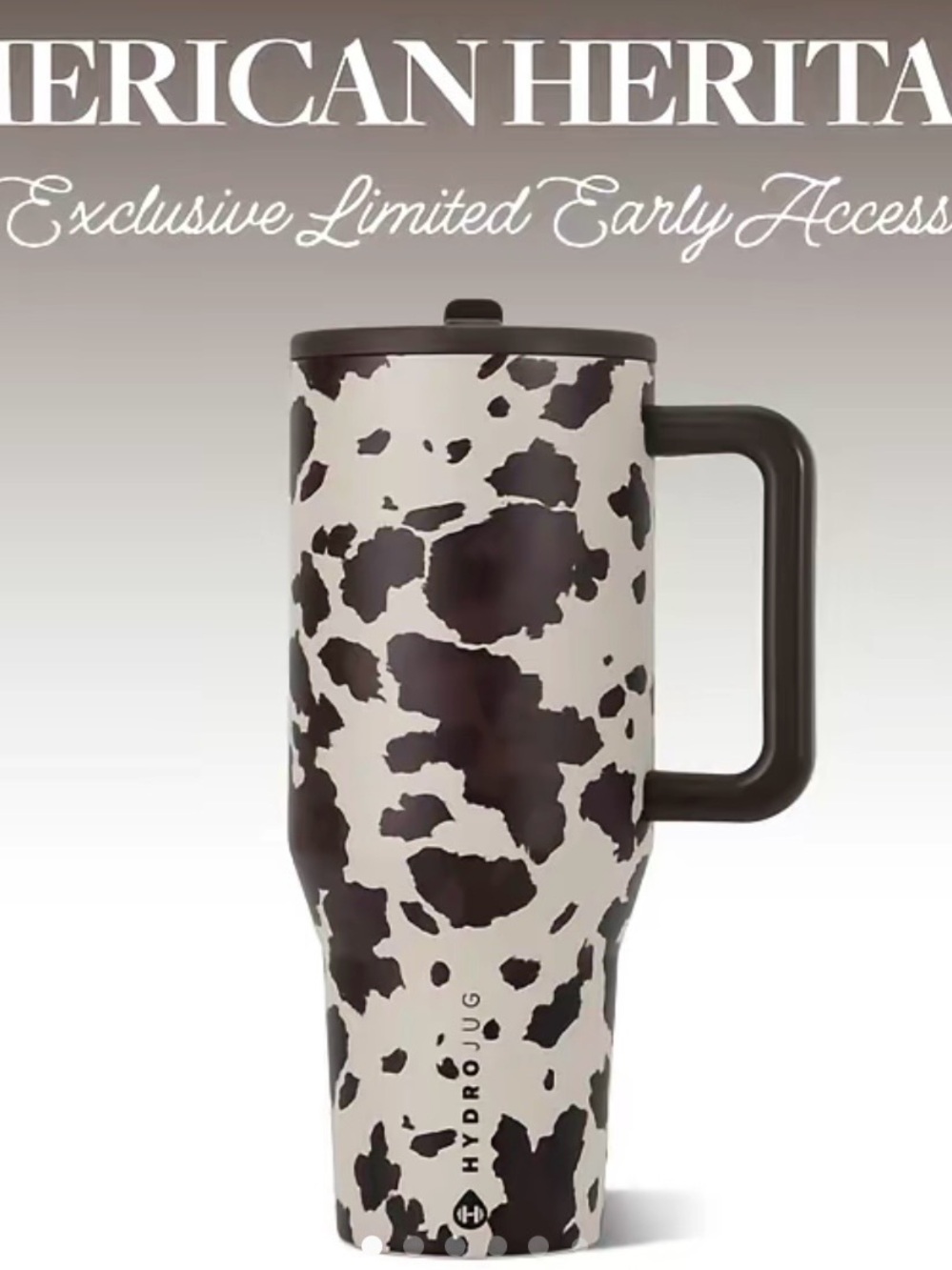 HydroJug Cow Print Travel Mug - Black & White